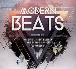 现代潮流海报传单PSD模板：Modern Beats Flyer